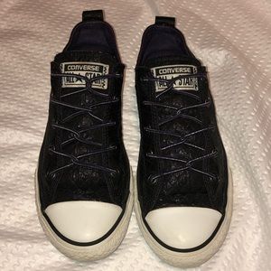 Girls Shimmer Black Converse All Stars Sz 2
